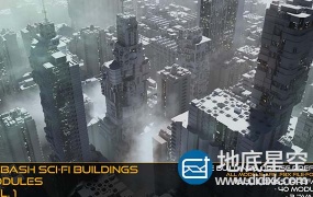 3D模型:未来科幻建筑楼房 Kitbash Sci-fi Buildings & Modules Vol.1