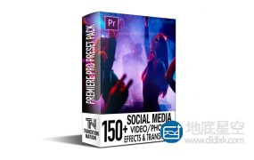 PR模板:150+缩放变焦拉伸故障翘曲社交媒体特效转场包