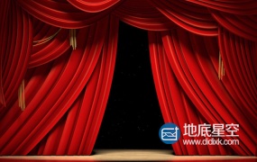 视频素材:红幕布拉开动画 Red Stage Curtains Opening