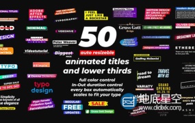 AE模板-50组企业标题文字排版字幕条动画 Titles Pack
