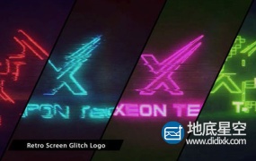 AE模板-复古屏幕信号干扰扭曲小故障logo展示动画