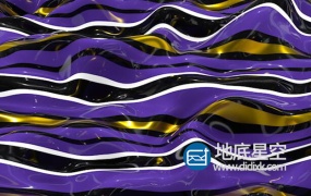 视频素材:三维条纹融化表面反射斑马紫金色球体抽象视觉波浪动画效果