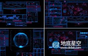 AE模板-300个科幻高科技钢铁侠界面全息信息图形HUD元素套件