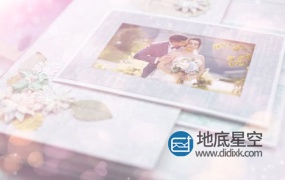 AE模板-唯美梦幻漏光婚礼结婚纪念日情人节照片电子相册