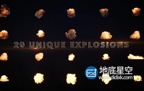 视频素材:20个真实爆炸浓烟影视大片特效合成4K素材