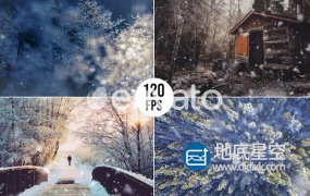 视频素材-8组4K高帧率雪花飘舞下雪动画素材