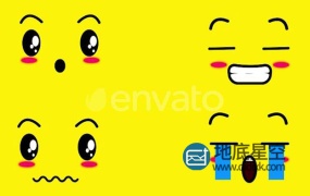 视频素材:18个可爱综艺贴图卡通笑脸面部表情动画素材