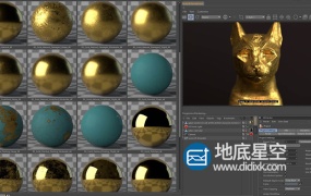 C4D预设:260种C4D Redshift渲染器4K高清PBR金属金银铜铁材质预设
