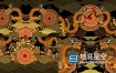 视频素材：庆祝农历新年中国龙金色祥云图案风元素VJ循环背景