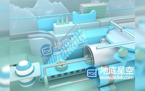 C4D工程-蓝绿色天猫电商场景模型