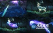 AE模板-魔法粒子河流森林草地鹿动物光效形状路径LOGO演绎片头动画