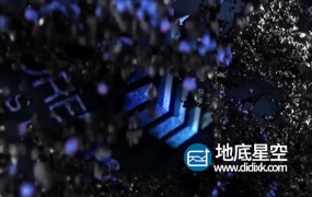 AE模板-黑色颗粒水晶岩石断裂图形动画熔岩金属LOGO展示片头动画