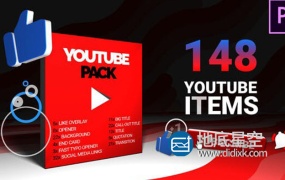 PR预设-148个响应订阅按钮标志文字标题标注图形元素过渡社交媒体频道包装