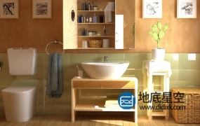 C4D模型-室内模型渲染卫生间洗手间厕所