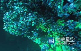 AE模板-3D深海水族馆蓝色珊瑚海洋岩石logo标志展示动画