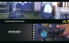 AE模板-经典复古的电影交投影机开机标志logo展示动画