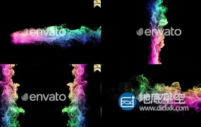 素材资源-12组4K多彩水母状彩色粒子爆炸转场过渡烟雾视频元素包