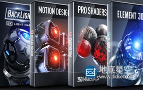 E3D V2模型/材质/贴图/灯光包Video Copilot – Motion Design 2, Backlight, Pro Shaders 2 (Mac/Win)