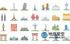 AE模板-100个世界城市旅游著名地标金字塔图标埃菲尔铁塔等 100 World Landmarks Icons