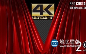 视频素材-10组豪华舞台红幕打开关闭揭示动画视频素材 3D Realistic Red Curtains Opening & Closing