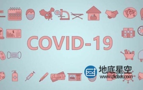 视频素材-冠状病毒COVID-2019流行病感染隔离药物恐慌检疫科学口罩卫生纸图标