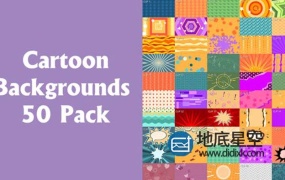 视频素材-50个无限循环的卡通图案图形背景动画 Cartoon Backgrounds 50 Pack