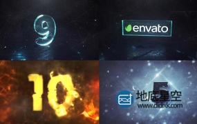 AE模板-3种不同风格玻璃质感史诗级电影大气数字破碎科技10秒倒计时logo片头动画