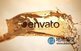 AE模板-黄金色的液体慢动作logo标志展示动画 Golden Splash Logo