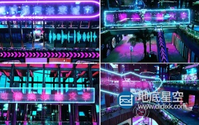 AE模板-科技感城市赛博朋克HUD霓虹灯动画