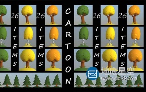 C4D模型-4套C4D卡通树木模型合集 Cgtrader – Cartoon trees pack