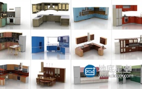 3D模型-28套厨房橱柜模型合集 Kitchen set 3d models