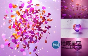 AE模板-浪漫婚礼情人节蝴蝶舞动花瓣汇聚心形logo标志片头