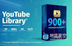 PR模板+预设-900种时尚文字标题动画视频故障无缝转场预设 Youtube Pack – Transitions & Assets