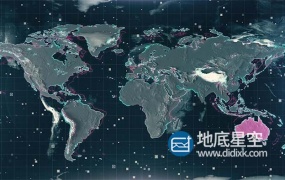 视频素材-未来高科技感扫描世界地图地形质地技术背景效果动画素材