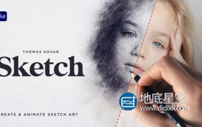 AE模板-快速生成数字绘图铅笔素描人体肖像速写线框动画 Sketch
