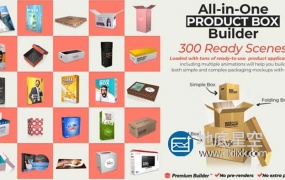 AE模板+脚本-300个现成三维产品模板包装盒子动画元素  All-in-One Product Box Builder