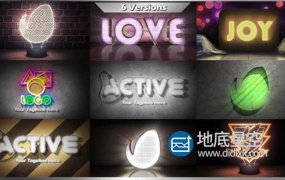 AE模板-多种霓虹灯3Dlogo标志展示动画