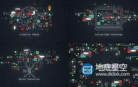 AE模板-抽象概念创新的高科技感图形排列成的头部树笔记本电脑形状 Technology Concept Opener