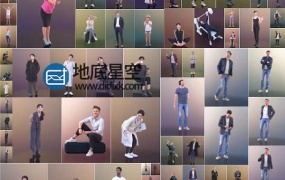 C4D模型-458个姿态各异的3D扫描人物模型 3D People – Mega Collection for Cinema 4D