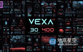 PR预设-380个HUD未来高科技科幻数字界面科技图形元素动画包 Vexa HUD Infographics Essential Graphics