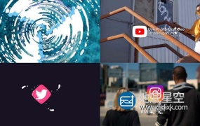 PR模板-MG抽象的液体飞溅旋转标志logo片头展示动画