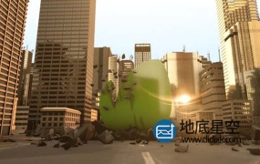 AE模板-大气震撼的E3D城市商业街道摩天大楼logo标志展示动画 Massive City Logo