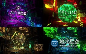 AE模板-炫酷3D科幻空间赛博朋克感网格数字旋转技术logo标志展示动画