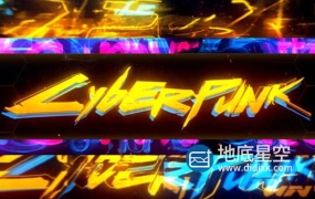 AE模板-炫酷的赛博朋克科幻风霓虹灯标志开场特效动画