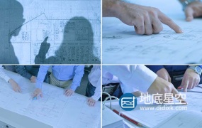 视频素材-实拍设计师图纸做图讲解