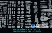 3D模型-宇宙飞船战舰零部件模型 Gumroad – Spaceship Kit – Full – Sci-Fi Kitbash – Andrew Hodgson