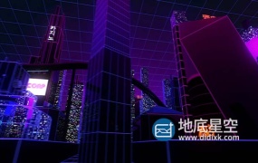 视频素材-三维电子全息背景街机图霓虹灯未来城市建筑视频素材