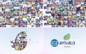 AE模板-多照片图片汇聚组成logo展示动画