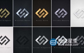 AE模板- 经典3D金色银色暗黑拉丝金属质感logo标志展示动画 Elegant Logo Reveals Pack 2