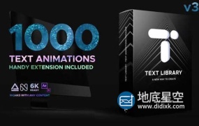 AE扩展脚本-Text Library v3.1 脚本1000种快速生成文字标题排版视频动画字幕带入出场效果预设